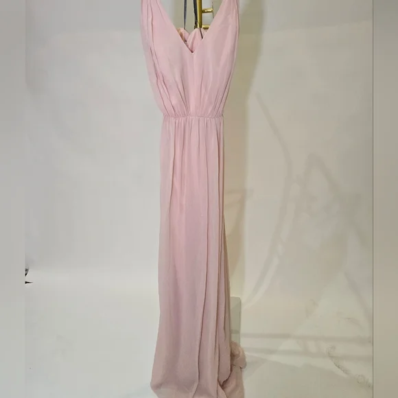 Vera Wang White Davids Bridal 20 Long Blush Dusty Rose Chiffon Dress Cross Back - Picture 6 of 15